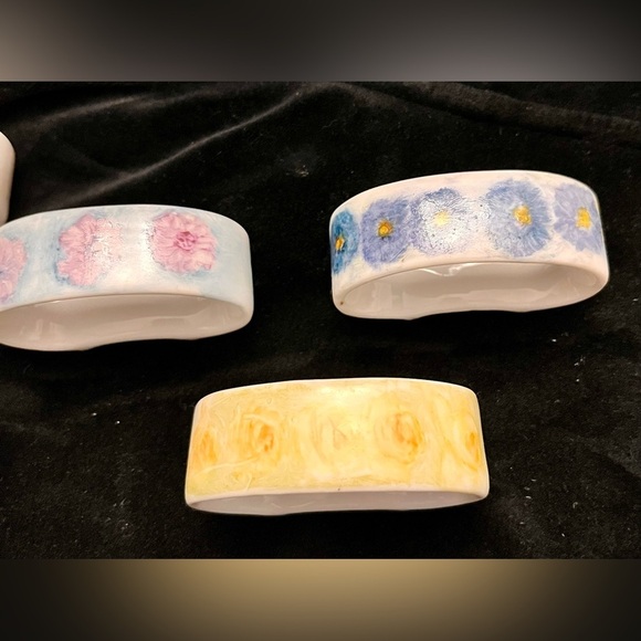 Polish Napkin Rings Holders Dining Hand Painted Porcelain Ceramic Gift Floral - Picture 4 of 16